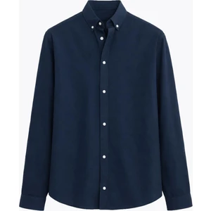 Basic Oversize Pamuk  Keten Gömlek Lacivert