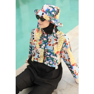 Desenli Kısa Yüzme Takımı Patchwork Desen