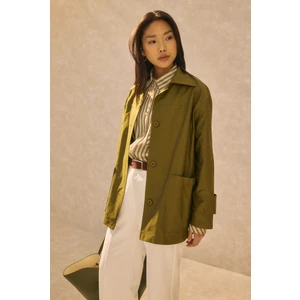 Basic Gabardin Ceket Yağ Yeşili