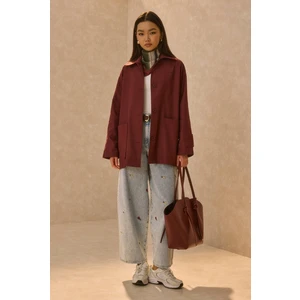 Basic Gabardin Ceket Bordo
