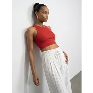 32941 Halter Yaka Crop Top-Kırmızı