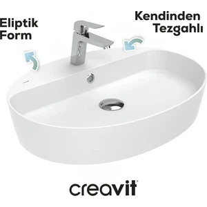 Loop Oval Beyaz Delikli Lavabo 60 Cm LP161