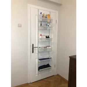 Raflı Kapı Arkası Askılık Organizer Beyaz Metal 180 cm Yükseklik 40 cm Genişlik
