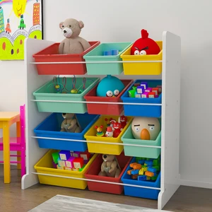 12 Sepetli Oyuncak Dolabı 90 cm Yükseklik 45 cm Derinlik Renkli Modern Tasarım