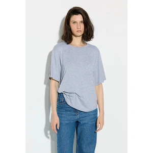 Bisiklet Yaka Rahat Kesim Bambu Tshirt - Gri