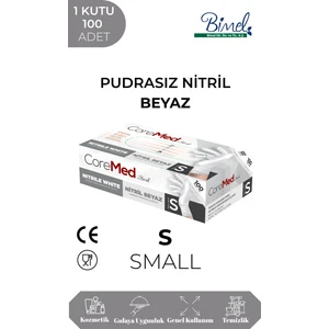 Nitril Beyaz Muayene Eldiveni S - 1 Paket 100 lü