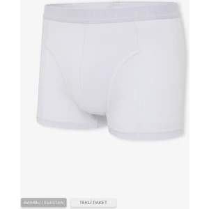 Erkek Beyaz Tekli Klasik Bambu Boxer - 25100