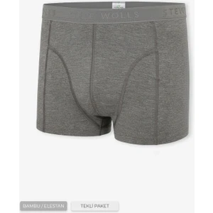 Erkek Gri Tekli Klasik Bambu Boxer - 25100