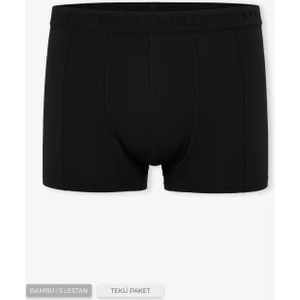 Erkek Siyah Tekli Klasik Bambu Boxer - 25100