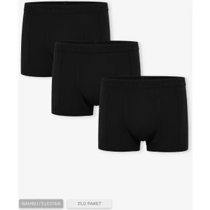Erkek Siyah 3’lü Klasik Bambu Boxer - 25101