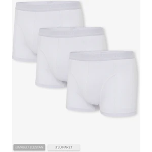 Erkek Beyaz 3’lü Klasik Bambu Boxer - 25101