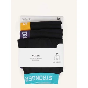 Regular Fit Pemuklu 3'lü Siyah Boxer E0037AX26SP