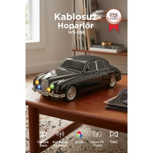 Bluetooth Hoparlör Retro Araba Tasarımlı Speaker WS-596 Siyah