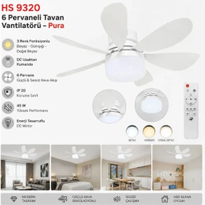 HS9320 45 W 6 Pervaneli Tavan Vantilatörü