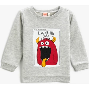 Sweatshirt Canavar Baskılı Bisiklet Yaka