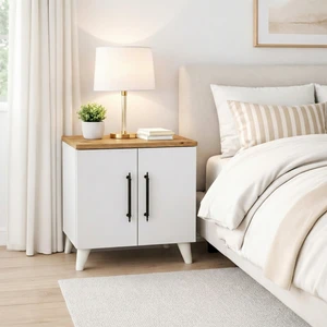 Enda Home Collection Lumen 2 Kapaklı Raflı Klasik Komodin