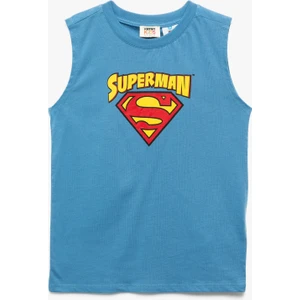 Pamuklu Bisiklet Yaka Superman Baskılı Lisanslı Atlet