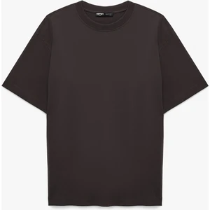 Kısa Kollu Bisiklet Yaka Pamuklu Basic Oversize Tişört