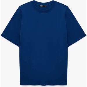 Kısa Kollu Bisiklet Yaka Pamuklu Basic Oversize Tişört