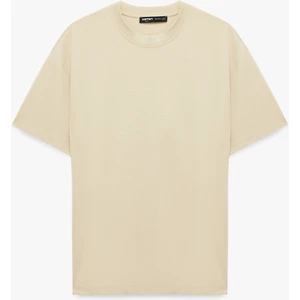 Kısa Kollu Bisiklet Yaka Pamuklu Basic Oversize Tişört