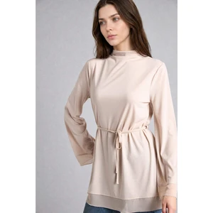Regular Fit Uzun Kollu Bej Tişört H3098AX26SM