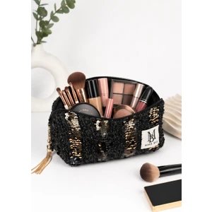 Make Bag Siyah Boncuklu Makyaj Çantası
