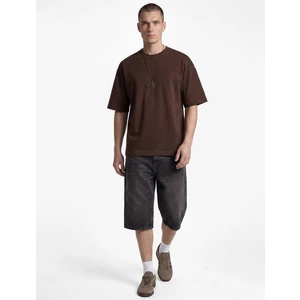 Pamuklu Kısa Kollu Bisiklet Yaka Basic Oversize Tişört
