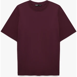 Kısa Kollu Bisiklet Yaka Pamuklu Basic Oversize Tişört