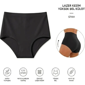 Yüksek Bel Basic Lazer Kesim Bikini Külot