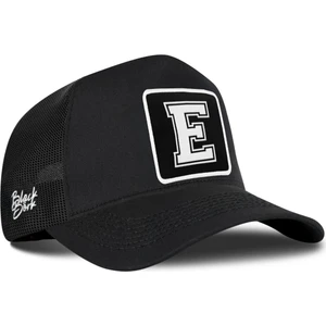 E Harf Logolu Siyah Trucker Şapka