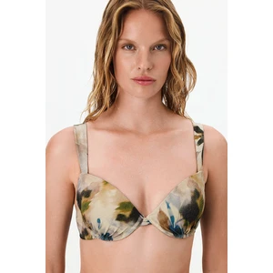 Zoe Cup Yaprak Desenli Simli Bikini Üstü