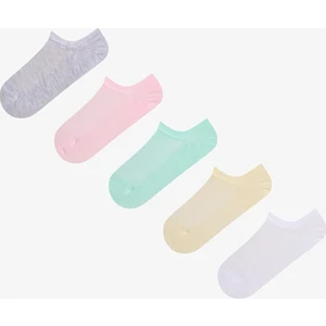 Soft Pastel Pamuklu Jakarlı 5 Çift Sneaker Çorap