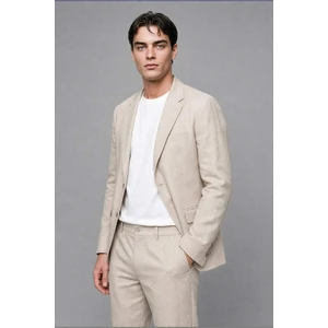 Regular Fit Pamuklu Bej Blazer Ceket H7040AX26SM