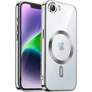 Apple iPhone 17E Kılıf Magsafe Luxury Electroplate Gümüş