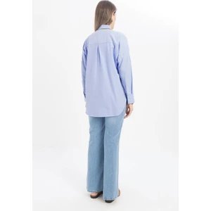 Allday  Mavi Oversize Basic Gömlek