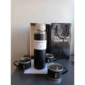 Vacuum Flask Set Paslanmaz Çelik Bardaklı Termos
