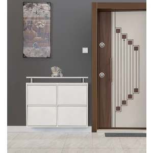 Beyaz Metal 2+2 Ayakkabılık Modern Tasarım 81 cm Yükseklik 98 cm Genişlik