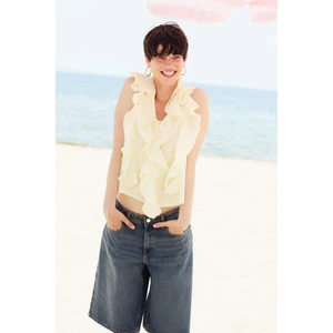 Regular Fit Modal Volanlı Bluz H3834AX26SM