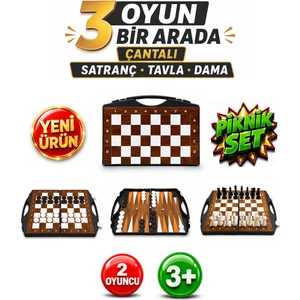 Alay Ticaret Çantalı Üçü Bir Arada Set - Satranç - Tavla - Dama