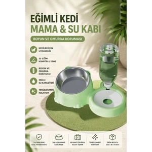 Eğimli Kedi Mama & Su Kabı
