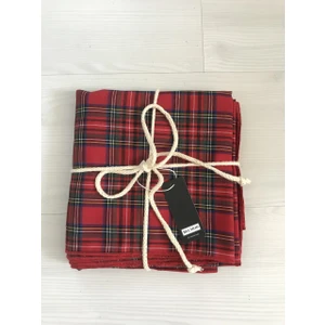 Kırmızı Iskoç Ekose Masa Örtüsü %60 Polyester %40 Pamuk Kare Desen 170 x 170 cm