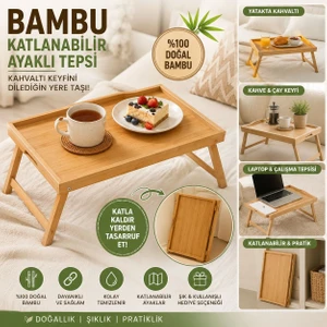 Bambu Katlanabilir Ayaklı Tepsi 30 x 40 cm