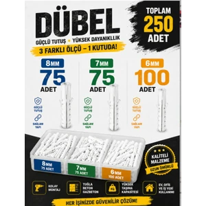 250PCS Dubel Seti 6m/7mm/8mm