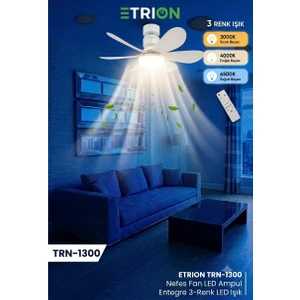 TRN-1300  Kumandalı LED Tavan Vantilatörü (E27 Duyuyumlu)
