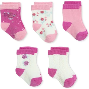 Hellobaby Kız Bebek 5li Soket Çorap Kalp Baskılı