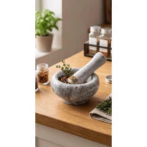 Sepetçi Baba Doğal Mermer Havan Gri - 538