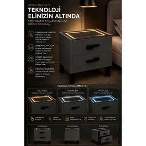 Diamond Antrasit Ledli Komodin