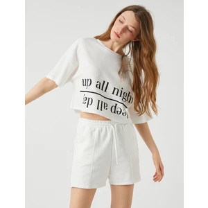 Baskılı Crop Pijama Üst