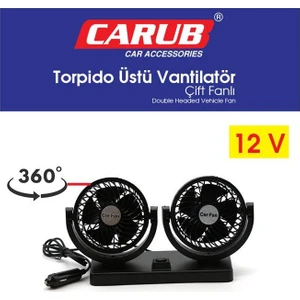 Vantilatör 12V Torpido üstü İki Fan Ayarlı