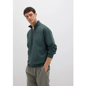 Yarı Fermuarlı Yeşil Basic Sweatshirt 0S10419-71598
